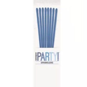 Pack of eight 7 inch blue glitz party candle sparklers