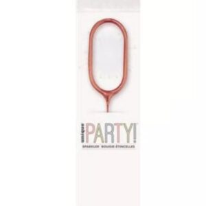 7 inch rose gold number 0 sparkler in packaging