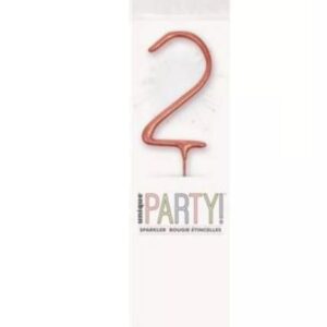 7 inch rose gold number 2 sparkler in party packaging