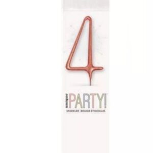 7 inch rose gold number 4 sparkler in packaging