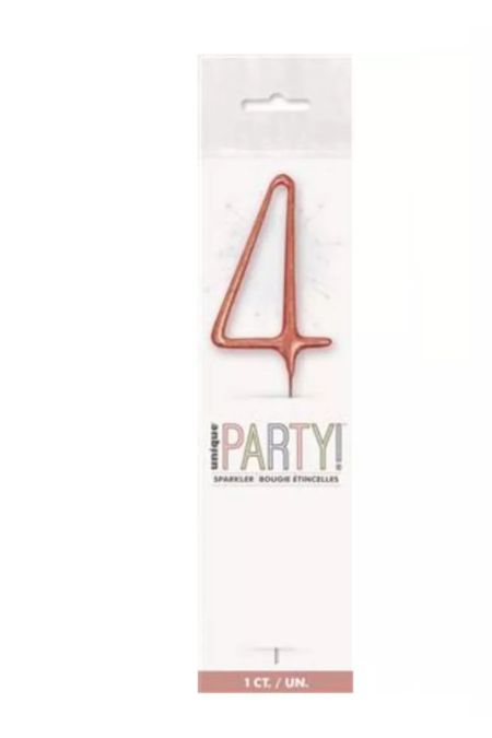 Unique Party Rose Gold 4 7 inch rose gold number 4 sparkler in packaging