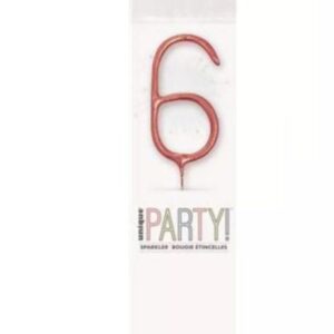 Rose gold number 6 sparkler with glitz finish in packaging
