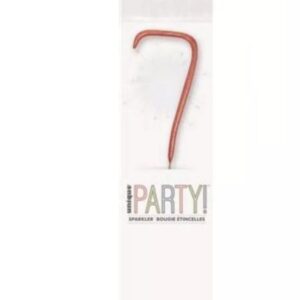 7 inch rose gold glitz number 7 sparkler in packaging with white base