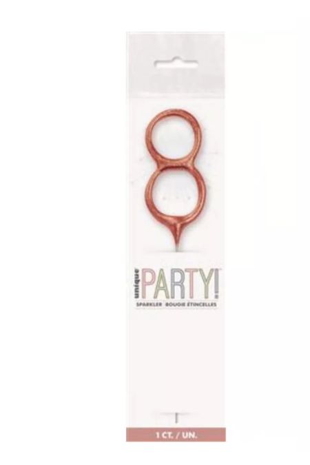 7″ Rose Gold Glitz Number 8 Sparkler