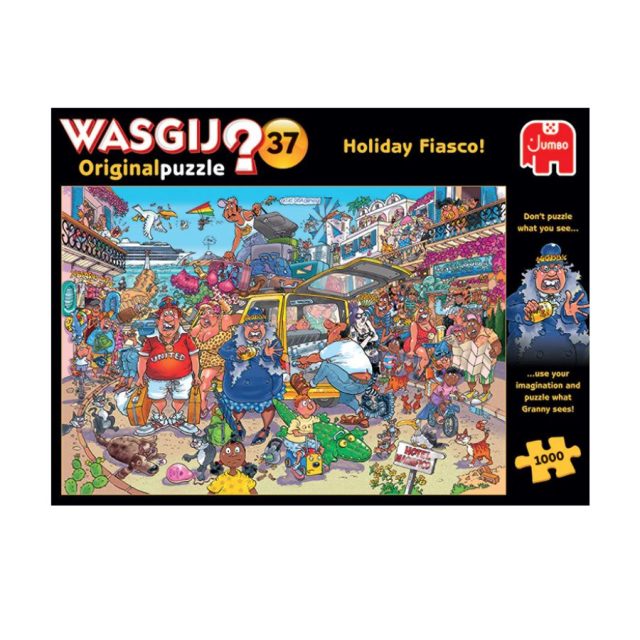 Wasgij Original 37 Holiday Fiasco vibrant puzzle box featuring chaotic holiday scene