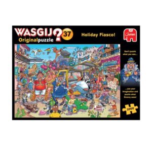 Wasgij Original 37 Holiday Fiasco vibrant puzzle box featuring chaotic holiday scene