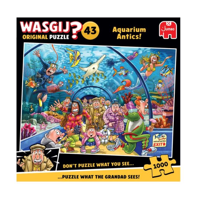 Wasgij Original 43 - Aquarium Antics! Wasgij Original 43 Aquarium Antics puzzle box with underwater scene and various cartoon characters