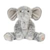 Soft grey Wrendale Winnie elephant plush toy with embroidered wren on foot