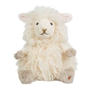 Wrendale 'Beryl' Sheep Character plush with fluffy cream fleece and embroidered wren detail on foot