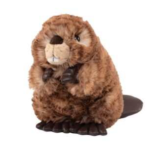 Soft plush Chester beaver character with brown fur and detailed paws