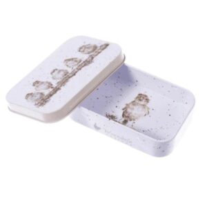 Open Wrendale Sparrows mini tin showing bird design inside and on lid