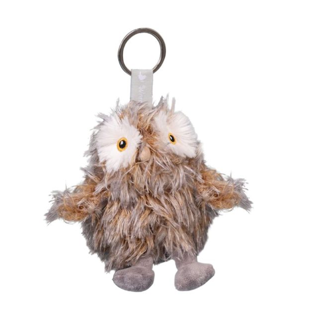 Wrendale Elvis Owl plush character keyring with soft fur and silver keyring loop