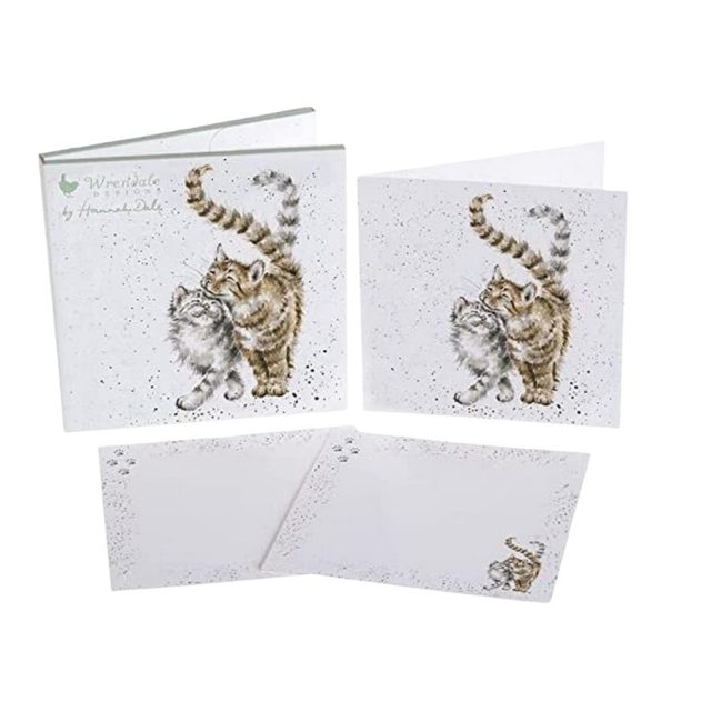Wrendale 'Feline Good'Cat notecard pack Wrendale ‘Feline Good’ cat notecard pack showing two affectionate cats on front with matching envelopes