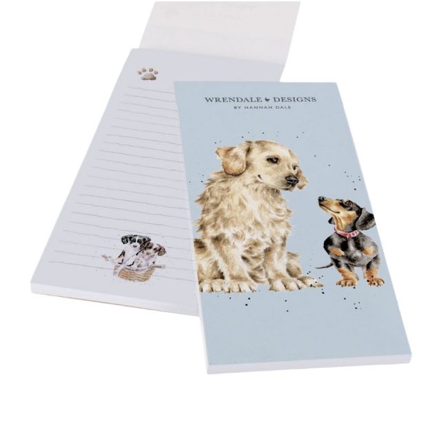 Wrendale First Dates Dog Shopping Pad with illustrated dogs on the cover and lined pages inside