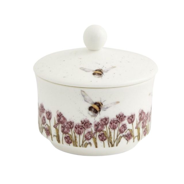 Wrendale 'Flight of the Bumblebee' Bee Sugar Bowl Fine bone china sugar bowl with flight of the bumblebee design and floral pattern
