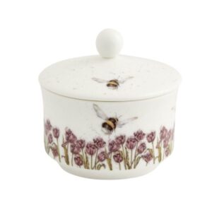 Fine bone china sugar bowl with flight of the bumblebee design and floral pattern
