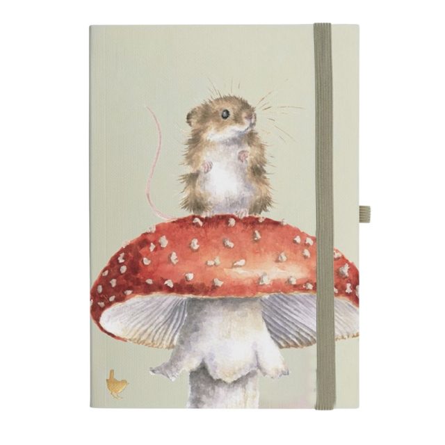 Cover of Wrendale He's a Fun-Gi Mouse Signature Notebook with mouse on red spotted mushroom