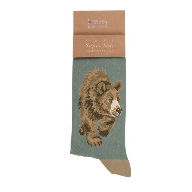 Wrendale 'In My Footsteps' Bear men's sock in soft bamboo with detailed bear design