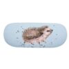 Wrendale glasses case featuring single hedgehog illustration on light blue canvas