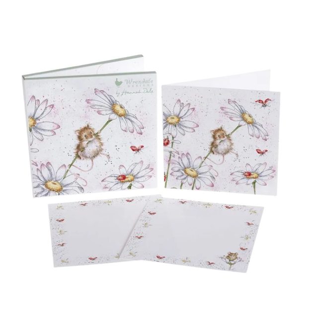 Wrendale `Oops A Daisy` Little Mouse Notecard Pack Wrendale Oops A Daisy notecards featuring a little mouse with daisy design and matching envelopes