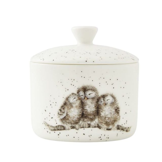 Wrendale 'Owlets' Owl Small Lidded Storage Jar Small lidded ceramic storage jar with Wrendale Owlets Owl design, speckled white finish