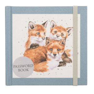 Wrendale 'Snug as a Cub' Fox Password Book with fox illustration and elastic strap