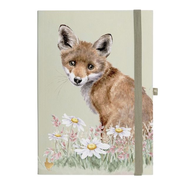 Wrendale The Curious Cub Fox notebook with fox illustration and floral design on cover