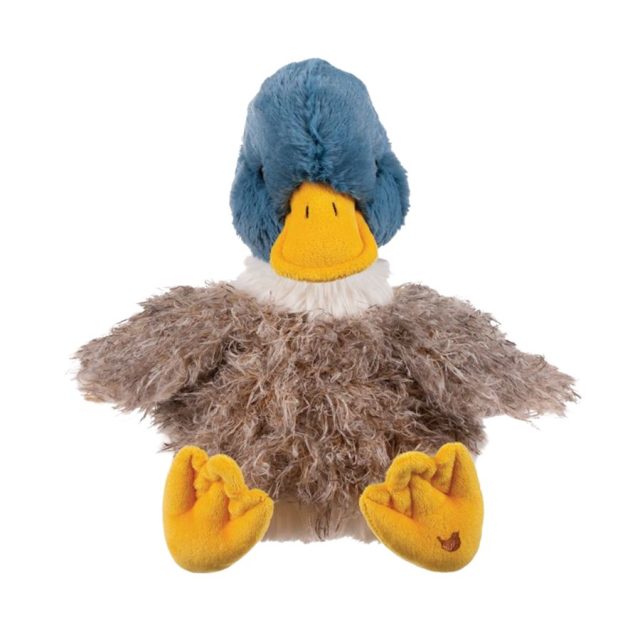 Wrendale 'Webster' Duck Character Front view of Wrendale 'Webster' Duck Character plush toy with blue head and fluffy brown body