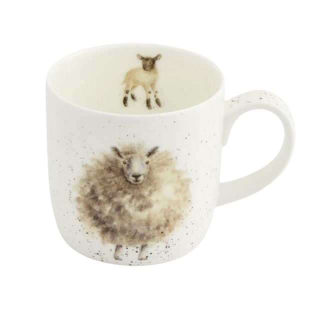 Wrendale 'Woolly Jumper' sheep Mug Wrendale Woolly Jumper sheep mug with fluffy sheep design on front and inside rim