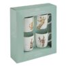 Wrendale Zoo Gift Set of 4 Mugs Box Set Packaged set of four Wrendale Zoo fine bone china mugs in a mint green box