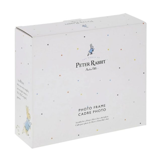 New Baby Flopsy Photo Frame (2) Peter Rabbit New Baby Photo Frame in branded Beatrix Potter gift box with colourful polka dots