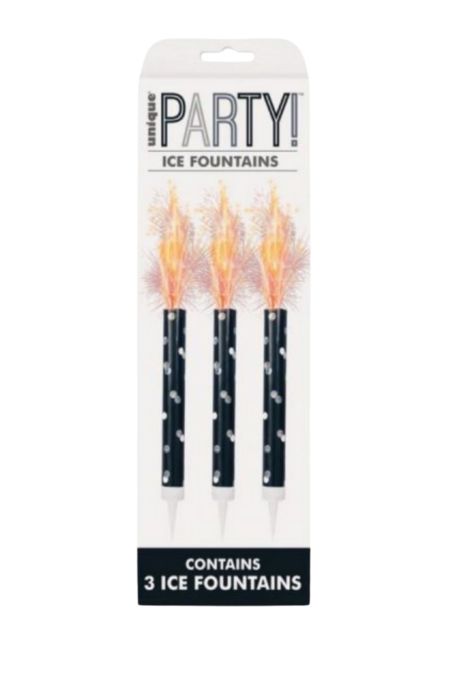 Pack of 3 Birthday Black Glitz Ice Fountains Cake Candles