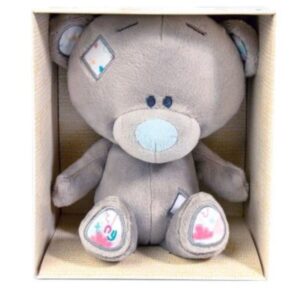 9 inch Pattern Patch Tiny Tatty Teddy bear with colourful patches in a display box