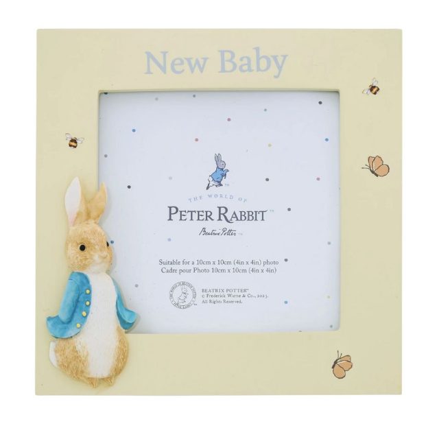 Peter Rabbit New Baby Photo Frame Peter Rabbit New Baby Photo Frame with plush rabbit and butterfly design for 10cm square photo