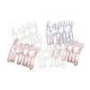 Loose rose gold and assorted colour Happy Birthday confetti pieces spread out