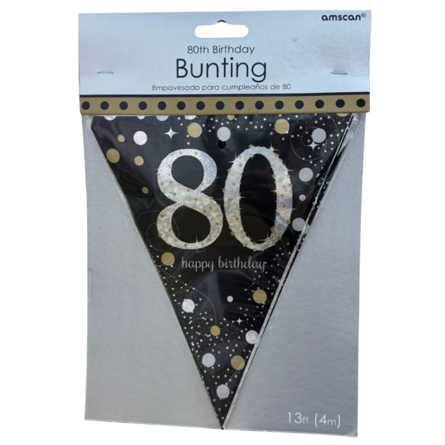 AMSCAN GOLD 80TH HAPPY BIRTHDAY BUNTING
