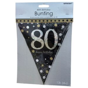 AMSCAN GOLD 80TH HAPPY BIRTHDAY BUNTING