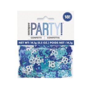Pack of Blue and silver foil 18th birthday confetti pieces