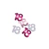UNIQUE PINK 18TH CONFETTI Loose pink and silver metallic foil 18th birthday confetti pieces scattered