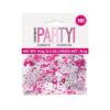 UNIQUE PINK 18TH CONFETTI Pack of pink and silver metallic 18th birthday confetti pieces in party packaging