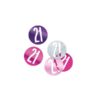 Close-up of Unique Party Pink Glitz 21st Birthday Confetti featuring pink, purple, and silver circles with number 21