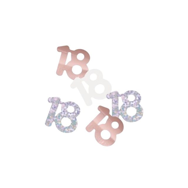 Assorted Rose Gold and silver 18th birthday number confetti pieces