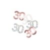Rose gold and silver 30th birthday confetti pieces in various finishes