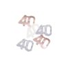 Loose rose gold, silver and white 40th shaped confetti pieces