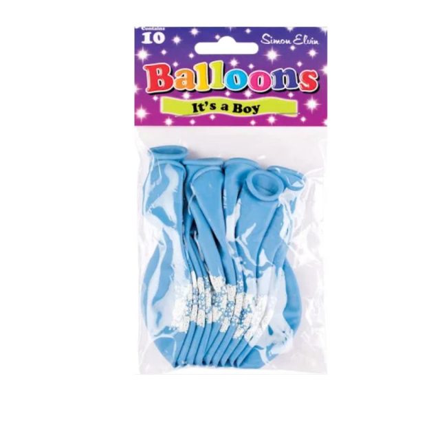 Simon Elvin It’s a Boy Balloons Pack of 10 blue Simon Elvin It's a Boy 10-inch latex balloons in clear packaging