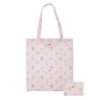 Wrendale Designs 'Oops a Daisy' Mouse Foldable Shopping Bag Wrendale 'Oops a Daisy' Mouse foldable shopping bag folded and unfolded view in pink with floral design