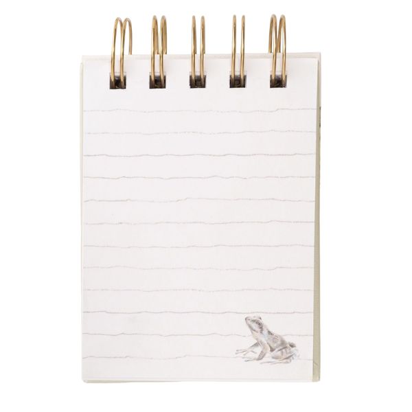 Wrendale Designs 'The Riverbank' Nature Field Notebook (1) Inside view of lined page with frog illustration from Wrendale The Riverbank Nature Field Notebook