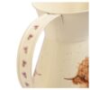 Close-up of flower jug handle decorated with pink thistle flowers