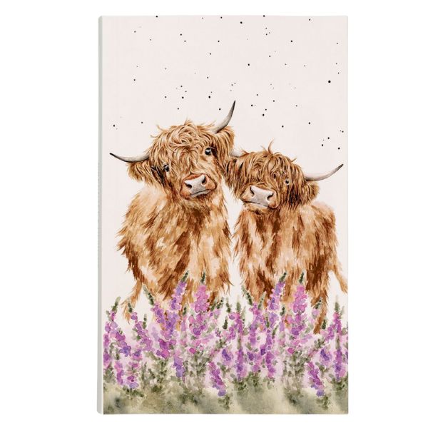 Wrendale 'Gentle Giants' Highland Cow Notepad Wrendale Gentle Giants notepad showing highland cow artwork with purple flowers