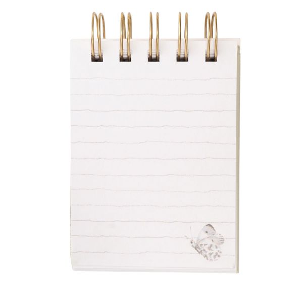Inside page of Wrendale Hidden in the Hedgerow notebook with lined paper and butterfly illustration